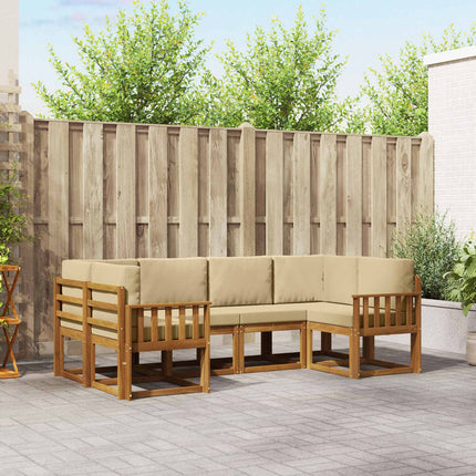 Utomhussoffset med kudde 6 pcs Naturlig och Beige