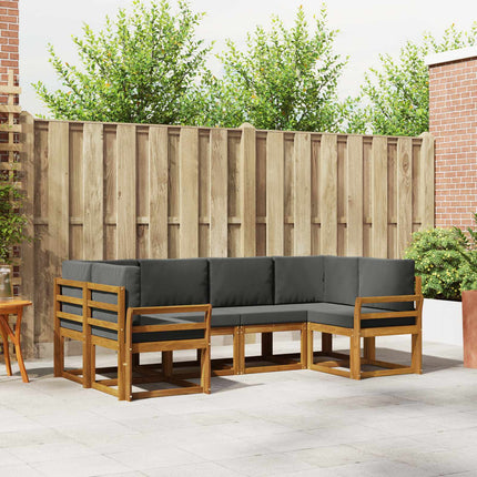 Utomhussoffset med kudde 6 pcs Naturlig och Antracit