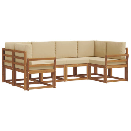 Utomhussoffset med kudde 6 pcs Naturlig och Beige
