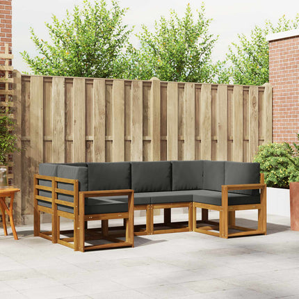 Utomhussoffset med kudde 6 pcs Naturlig och Antracit