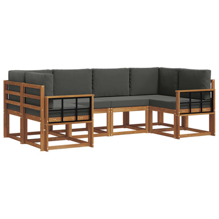 Utomhussoffset med kudde 6 pcs Naturlig och Antracit