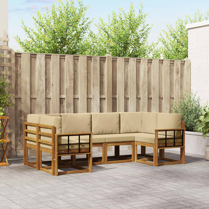 Utomhussoffset med kudde 6 pcs Naturlig och Beige