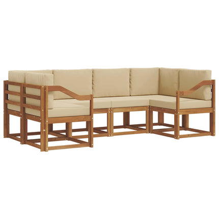 Utomhussoffset med kudde 6 pcs Naturlig och Beige