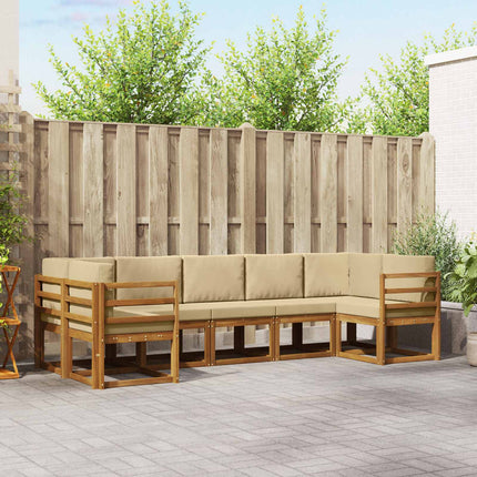 Utomhussoffset med kudde 7 pcs Naturlig och Beige
