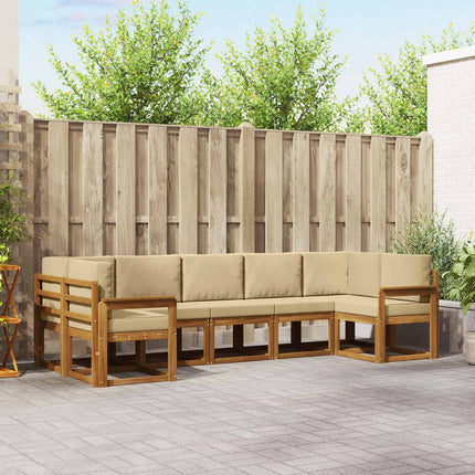 Utomhussoffset med kudde 7 pcs Naturlig och Beige
