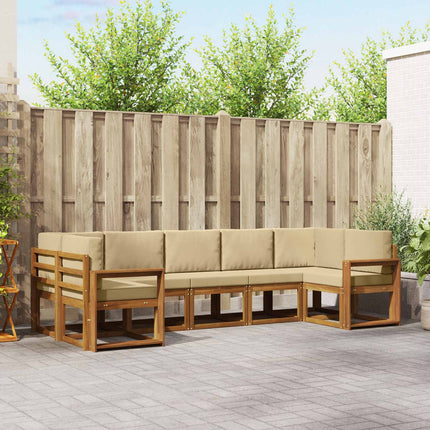 Utomhussoffset med kudde 7 pcs Naturlig och Beige