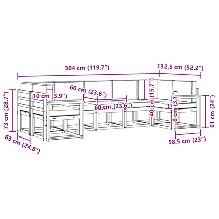 Utomhussoffset med kudde 7 pcs Naturlig och Beige