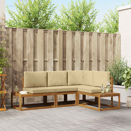 Utomhussoffset med kudde 4 Stycke Naturlig och Beige
