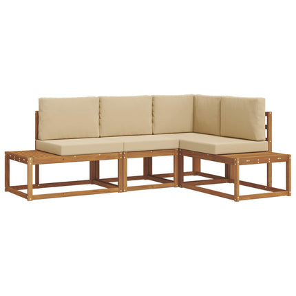 Utomhussoffset med kudde 4 Stycke Naturlig och Beige