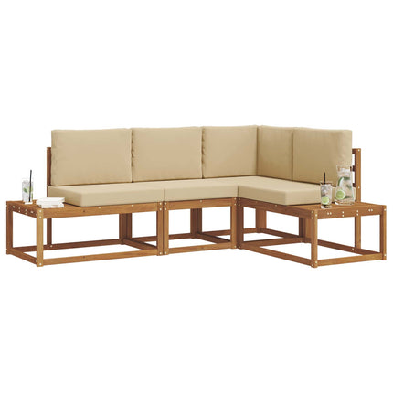 Utomhussoffset med kudde 4 Stycke Naturlig och Beige