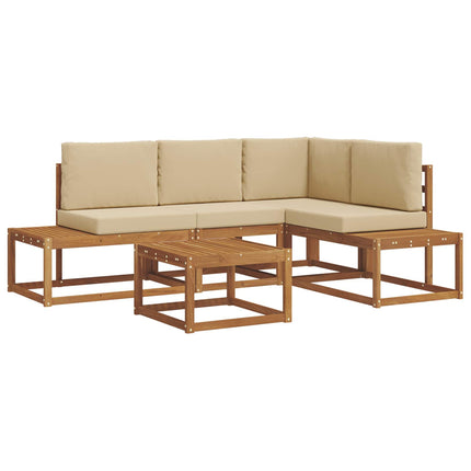 Utomhussoffset med kudde 5 Stycke Naturlig och Beige