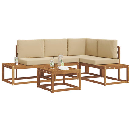 Utomhussoffset med kudde 5 Stycke Naturlig och Beige