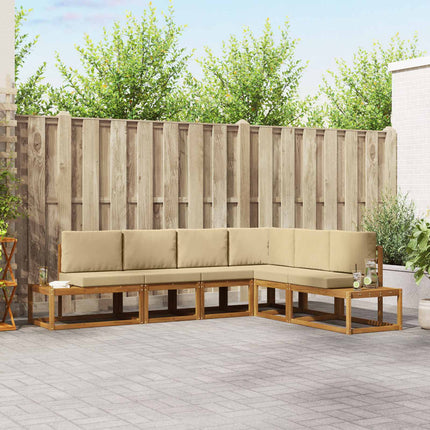 Utomhussoffset med kudde 6 Stycke Naturlig och Beige
