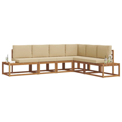 Utomhussoffset med kudde 6 Stycke Naturlig och Beige