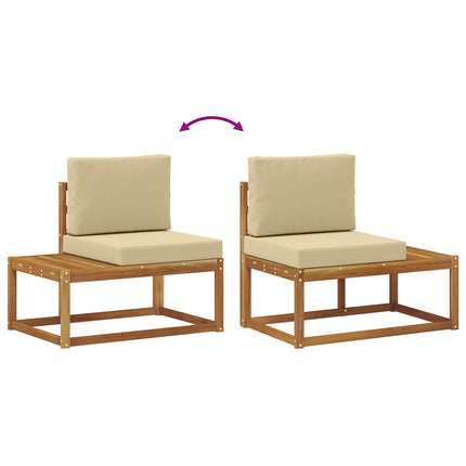 Utomhussoffset med kudde 7 Stycke Naturlig och Beige