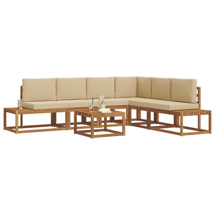 Utomhussoffset med kudde 7 Stycke Naturlig och Beige
