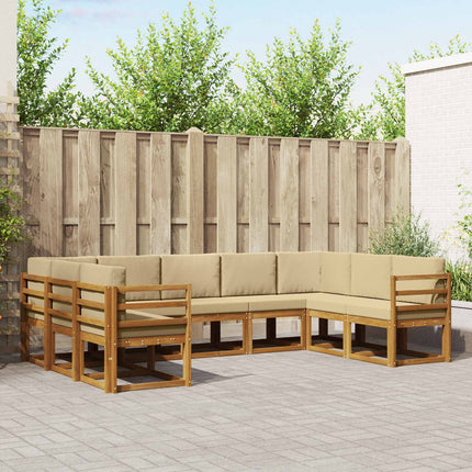 Utomhussoffset med kudde 9 pcs Naturlig och Beige
