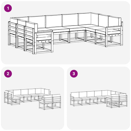 Utomhussoffset med kudde 9 pcs Naturlig och Ljus Grå