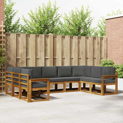 Utomhussoffset med kudde 9 pcs Naturlig och Antracit