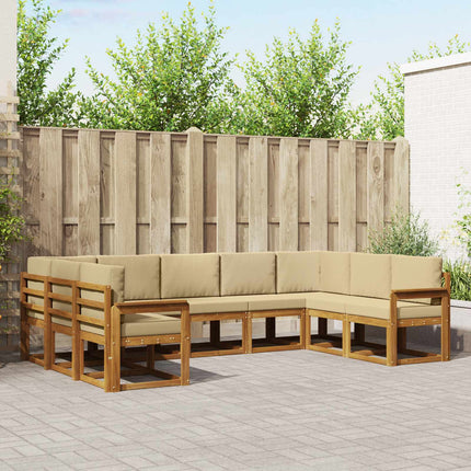 Utomhussoffset med kudde 9 pcs Naturlig och Beige
