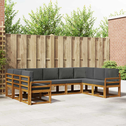Utomhussoffset med kudde 9 pcs Naturlig och Antracit