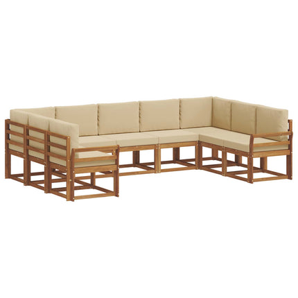 Utomhussoffset med kudde 9 pcs Naturlig och Beige
