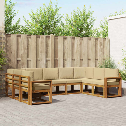 Utomhussoffset med kudde 9 pcs Naturlig och Beige