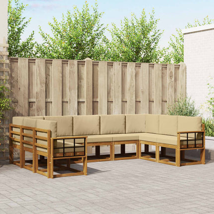 Utomhussoffset med kudde 9 pcs Naturlig och Beige