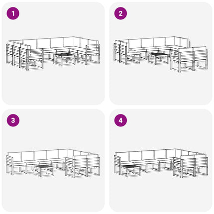 Utomhussoffset med kudde 10 pcs Naturlig och Grädde