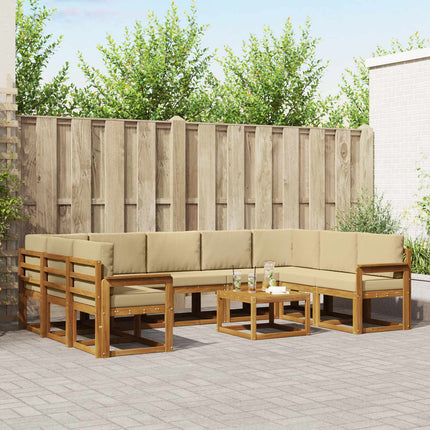 Utomhussoffset med kudde 10 pcs Naturlig och Beige
