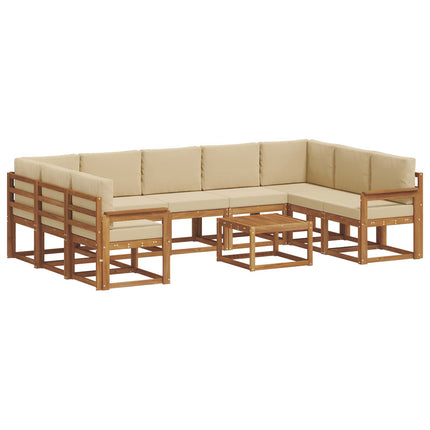 Utomhussoffset med kudde 10 pcs Naturlig och Beige