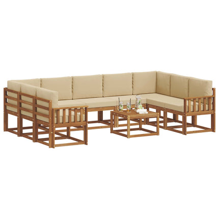 Utomhussoffset med kudde 10 pcs Naturlig och Beige
