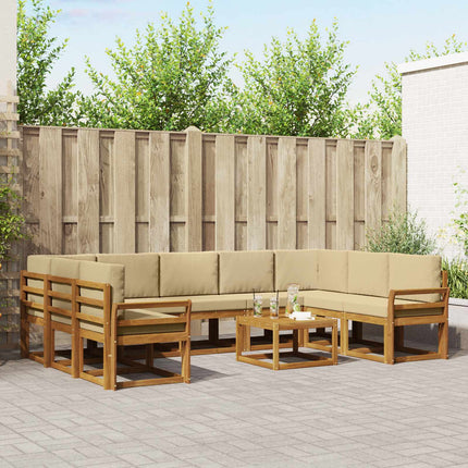 Utomhussoffset med kudde 10 pcs Naturlig och Beige