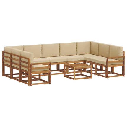 Utomhussoffset med kudde 10 pcs Naturlig och Beige