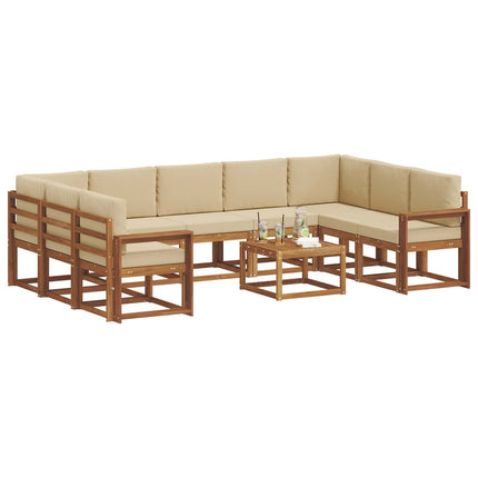 Utomhussoffset med kudde 10 pcs Naturlig och Beige