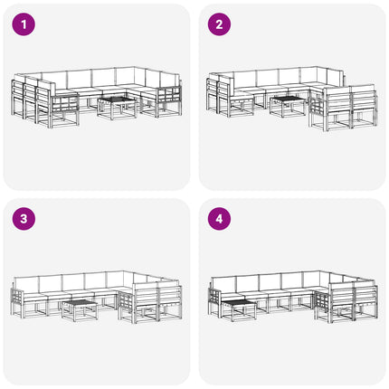 Utomhussoffset med kudde 10 pcs Naturlig och Grädde