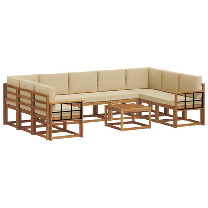 Utomhussoffset med kudde 10 pcs Naturlig och Beige