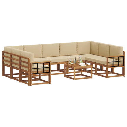 Utomhussoffset med kudde 10 pcs Naturlig och Beige