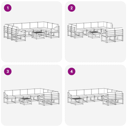 Utomhussoffset med kudde 10 pcs Naturlig och Ljus Grå