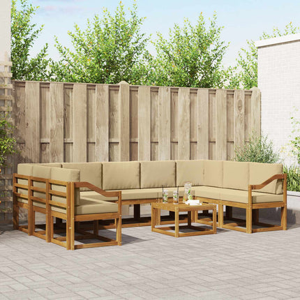 Utomhussoffset med kudde 10 pcs Naturlig och Beige