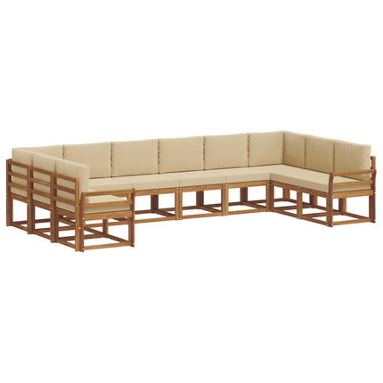 Utomhussoffset med kudde 10 pcs Naturlig och Beige