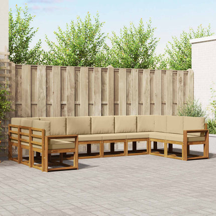 Utomhussoffset med kudde 10 pcs Naturlig och Beige