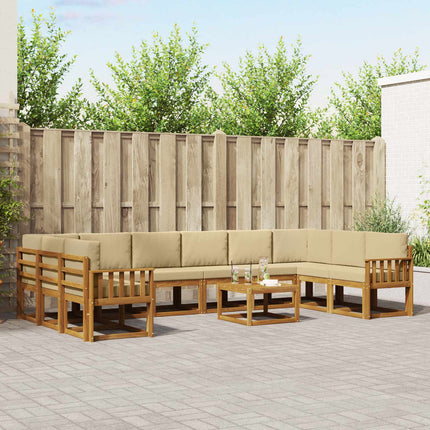 Utomhussoffset med kudde 11 pcs Naturlig och Beige