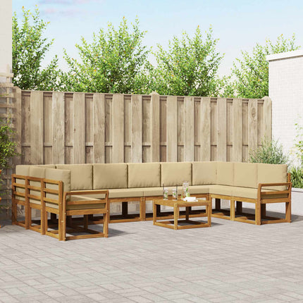 Utomhussoffset med kudde 11 pcs Naturlig och Beige