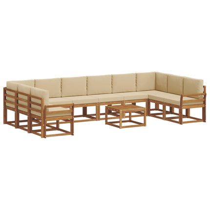 Utomhussoffset med kudde 11 pcs Naturlig och Beige