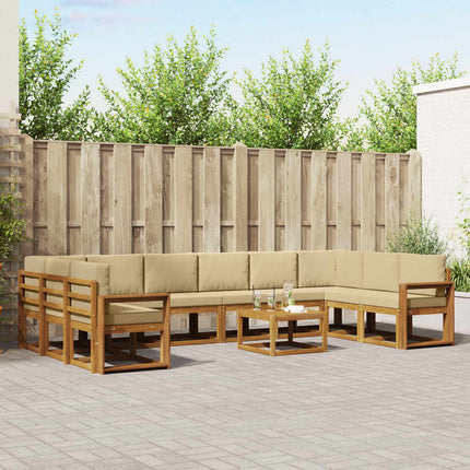 Utomhussoffset med kudde 11 pcs Naturlig och Beige