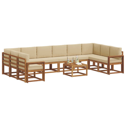 Utomhussoffset med kudde 11 pcs Naturlig och Beige