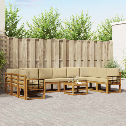 Utomhussoffset med kudde 11 pcs Naturlig och Beige