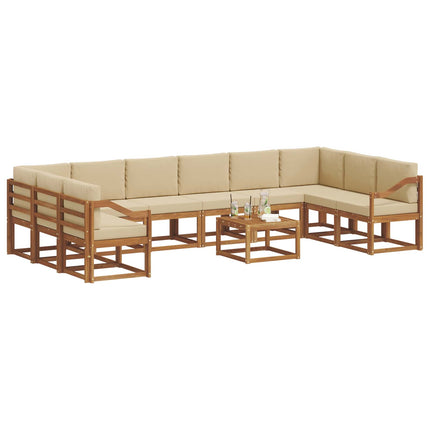 Utomhussoffset med kudde 11 pcs Naturlig och Beige