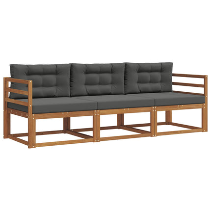 Utomhussoffset med kudde 3 pcs Naturlig och Antracit